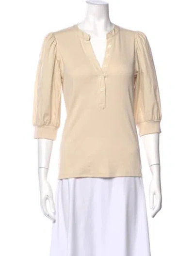Pre-owned Veronica Beard V-neck Three-quarter Sleeve Top In Neutral