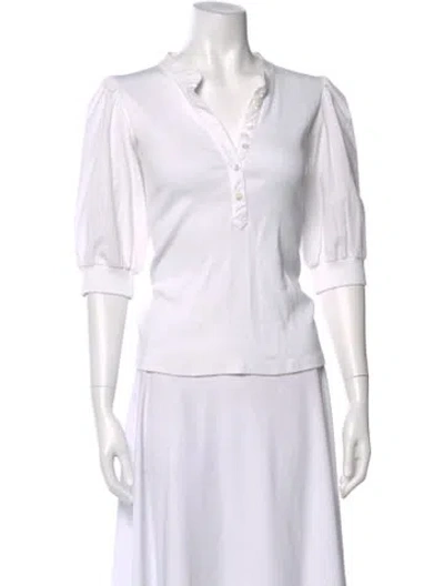 Pre-owned Veronica Beard V-neck Three-quarter Sleeve Top In Neutral
