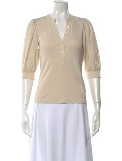 Pre-owned Veronica Beard V-neck Three-quarter Sleeve Top In Neutral