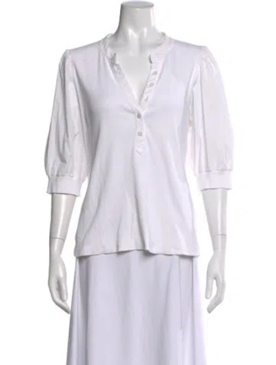 Pre-owned Veronica Beard V-neck Three-quarter Sleeve Top In Neutral