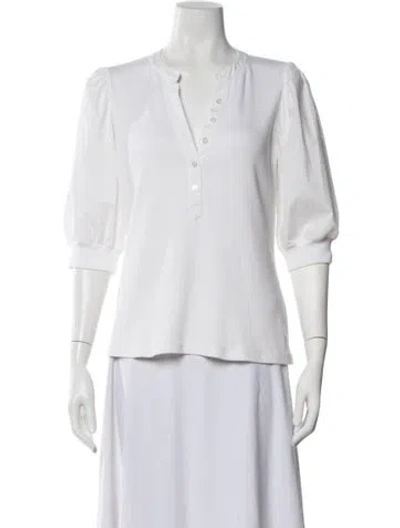 Pre-owned Veronica Beard V-neck Three-quarter Sleeve Top In Neutral
