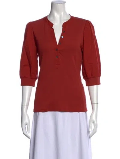 Pre-owned Veronica Beard V-neck Three-quarter Sleeve Top In Orange