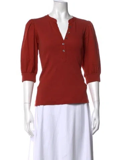 Pre-owned Veronica Beard V-neck Three-quarter Sleeve Top In Orange