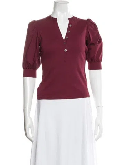 Pre-owned Veronica Beard V-neck Three-quarter Sleeve Top In Pink