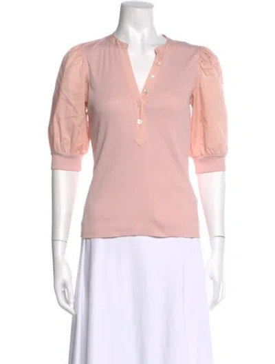 Pre-owned Veronica Beard V-neck Three-quarter Sleeve Top In Pink