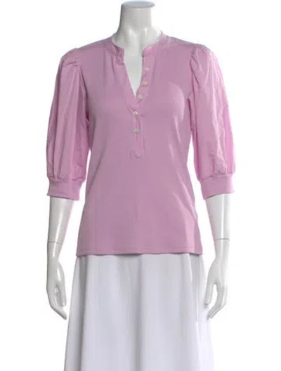 Pre-owned Veronica Beard V-neck Three-quarter Sleeve Top In Pink