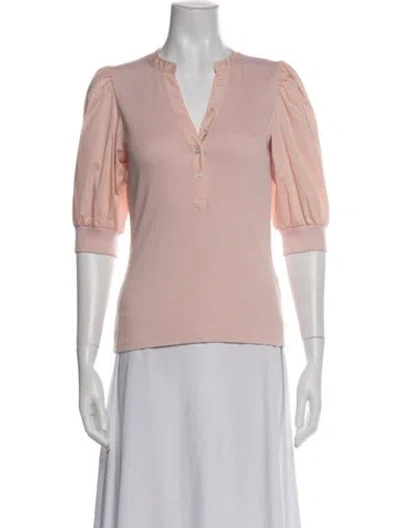 Pre-owned Veronica Beard V-neck Three-quarter Sleeve Top In Pink