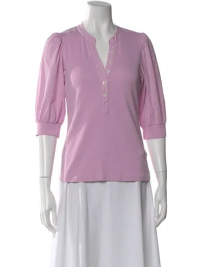 Pre-owned Veronica Beard V-neck Three-quarter Sleeve Top In Purple