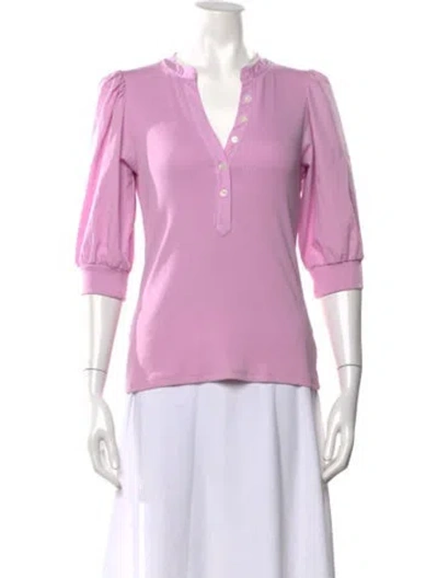 Pre-owned Veronica Beard V-neck Three-quarter Sleeve Top In Purple