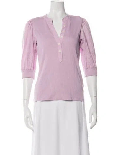 Pre-owned Veronica Beard V-neck Three-quarter Sleeve Top In Purple