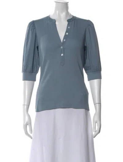 Pre-owned Veronica Beard V-neck Three-quarter Sleeve Top W/ Tags In Blue