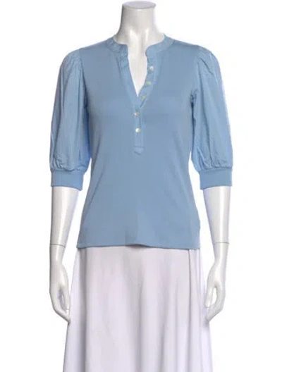 Pre-owned Veronica Beard V-neck Three-quarter Sleeve Top W/ Tags In Blue