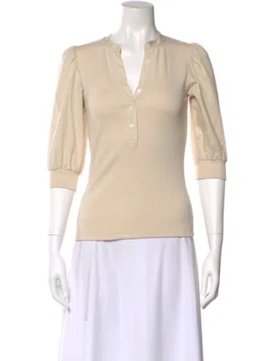 Pre-owned Veronica Beard V-neck Three-quarter Sleeve Top W/ Tags In Neutral