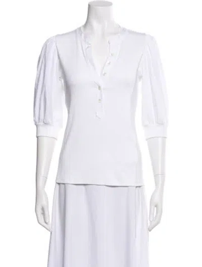 Pre-owned Veronica Beard V-neck Three-quarter Sleeve Top In White