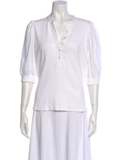Pre-owned Veronica Beard V-neck Three-quarter Sleeve Top In White