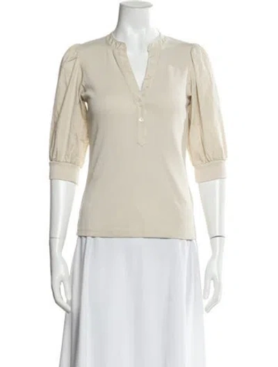 Pre-owned Veronica Beard V-neck Three-quarter Sleeve Top In White