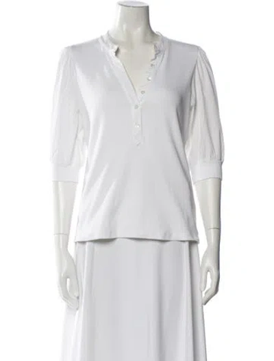 Pre-owned Veronica Beard V-neck Three-quarter Sleeve Top In White