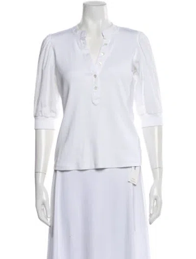 Pre-owned Veronica Beard V-neck Three-quarter Sleeve Top In White