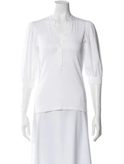 Pre-owned Veronica Beard V-neck Three-quarter Sleeve Top In White