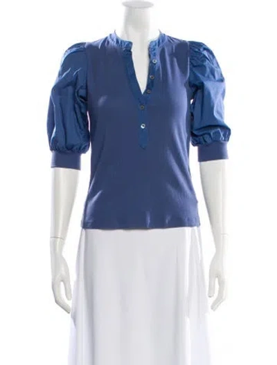 Pre-owned Veronica Beard V-neck Three-quarter Sleeve Top In White