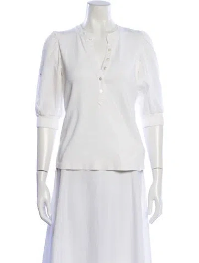 Pre-owned Veronica Beard V-neck Three-quarter Sleeve Top In White