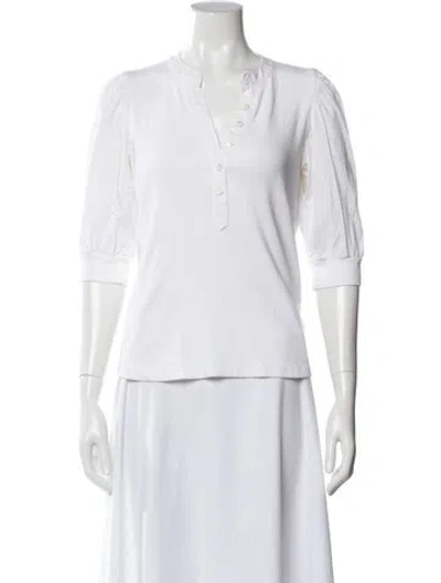 Pre-owned Veronica Beard V-neck Three-quarter Sleeve Top In White