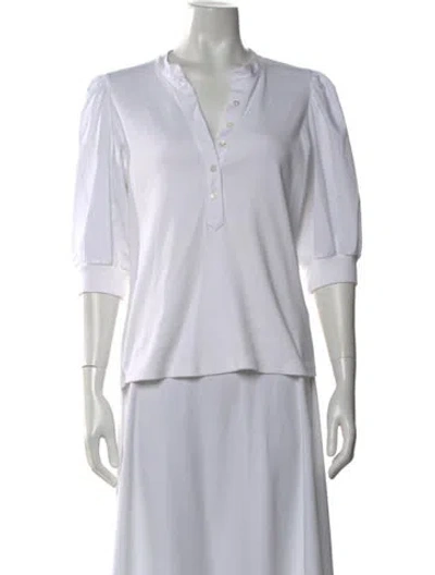 Pre-owned Veronica Beard V-neck Three-quarter Sleeve Top In White