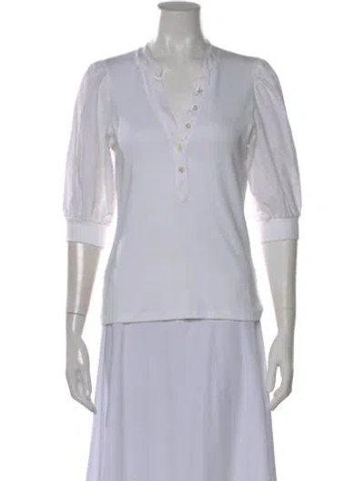 Pre-owned Veronica Beard V-neck Three-quarter Sleeve Top In White