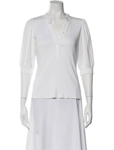 Pre-owned Veronica Beard V-neck Three-quarter Sleeve Top In White