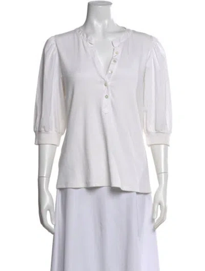 Pre-owned Veronica Beard V-neck Three-quarter Sleeve Top In White