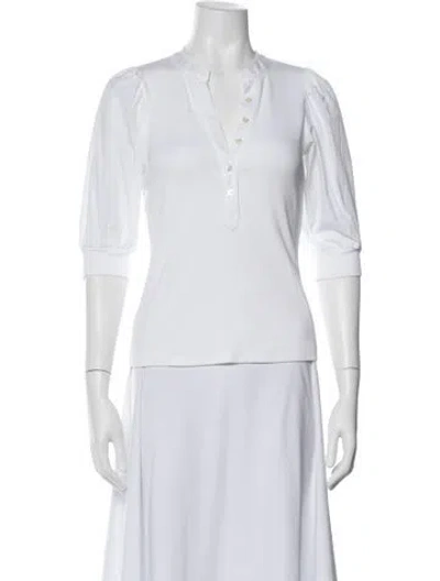 Pre-owned Veronica Beard V-neck Three-quarter Sleeve Top In White