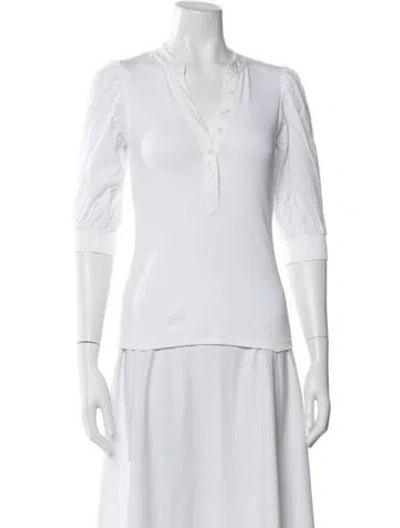 Pre-owned Veronica Beard V-neck Three-quarter Sleeve Top In White
