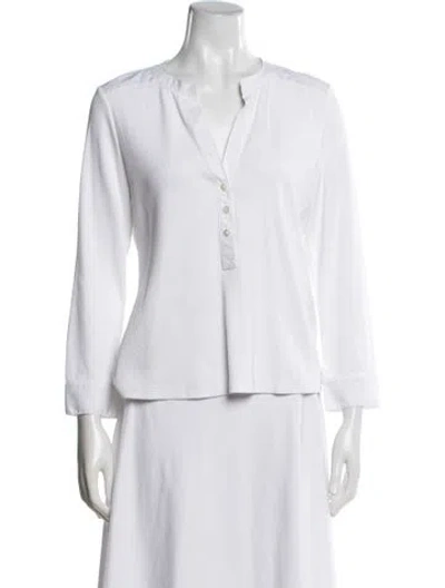 Pre-owned Veronica Beard V-neck Three-quarter Sleeve Top In White