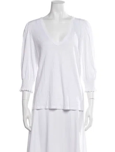 Pre-owned Veronica Beard V-neck Three-quarter Sleeve Top In White