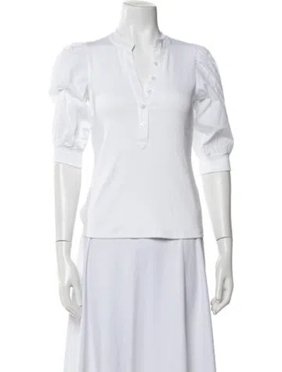 Pre-owned Veronica Beard V-neck Three-quarter Sleeve Top In White