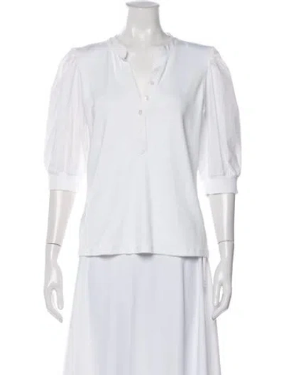 Pre-owned Veronica Beard V-neck Three-quarter Sleeve Top In White