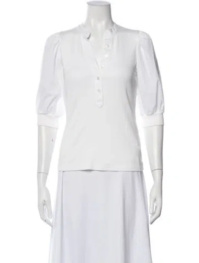 Pre-owned Veronica Beard V-neck Three-quarter Sleeve Top In White