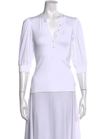 Pre-owned Veronica Beard V-neck Three-quarter Sleeve Top In White