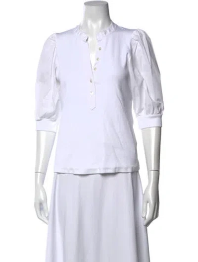 Pre-owned Veronica Beard V-neck Three-quarter Sleeve Top In White
