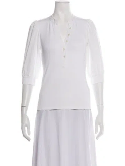 Pre-owned Veronica Beard V-neck Three-quarter Sleeve Top In White