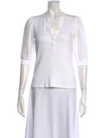 Pre-owned Veronica Beard V-neck Three-quarter Sleeve Top In White