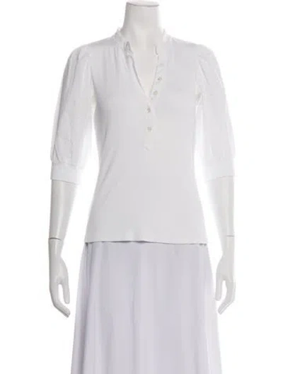 Pre-owned Veronica Beard V-neck Three-quarter Sleeve Top In White