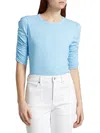 Veronica Beard Waldorf Ruched-sleeve T-shirt In Blue Sky In Blue