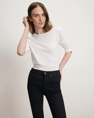 Veronica Beard Waldorf Ruched-sleeve T-shirt In White