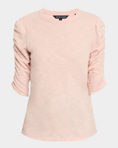 Veronica Beard Waldorf Ruched-sleeve Tee In Pink