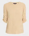 Veronica Beard Waldorf Long Sleeve Cotton T-shirt In Pink Clay