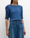 VERONICA BEARD WALDORF RUCHED-SLEEVE TEE