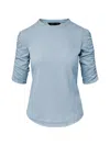 Veronica Beard Waldorf Ruched-sleeve T-shirt In Blue