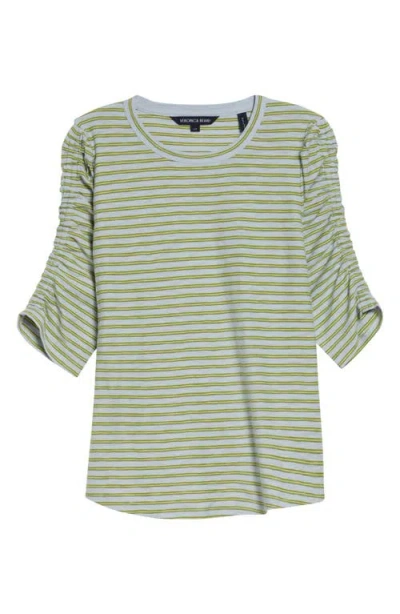 Veronica Beard Waldorf Stripe Ruched Sleeve Tee In Multi