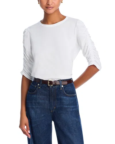 Veronica Beard Waldorf Ruched-sleeve T-shirt In White
